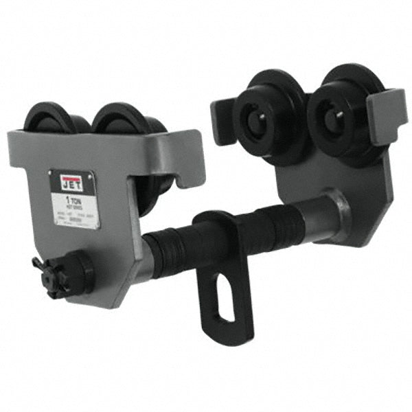 Jet 262010 Trolleys Flange Width (Inch) 3 - 8 Maximum I-beam Height 24.50 in Minimum I-beam Height 5 in Wheel Material Steel Standards ANSI/ASME B30.11 ANSI/ASME B30.17 Finish Powder Coated Includes Spacer Washer