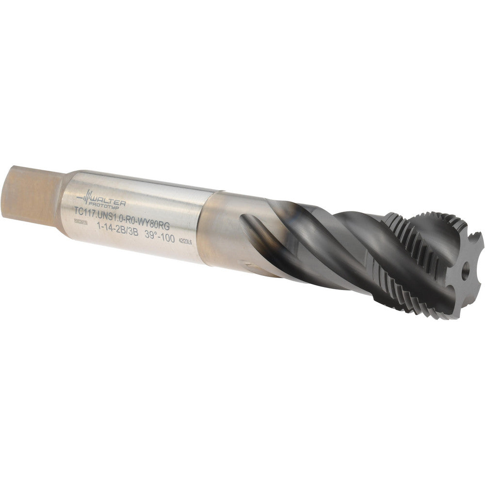 Walter-Prototyp 7557121 Spiral Flute Tap #1-14 UNS, 5 Flutes, Semi-Bottoming, 2B/3B Class of Fit, High Speed Steel, TiAlN Coated