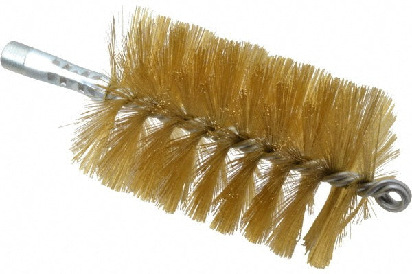 Schaefer Brush 43656 Double Stem/Single Spiral Tube Brush 3" Dia, 8" OAL, Brass Bristles