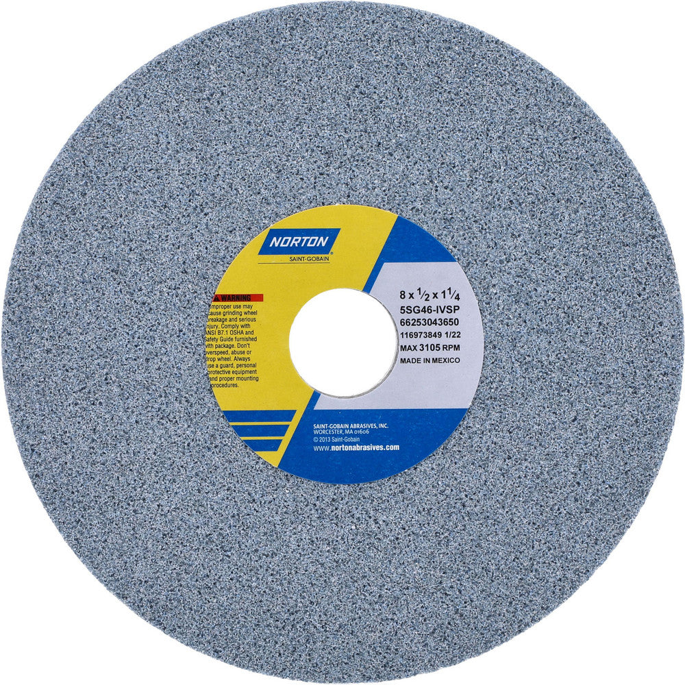 Norton 66253043650 Surface Grinding Wheel 8" Dia, 1/2" Thick, 1-1/4" Hole, 46 Grit, I Hardness