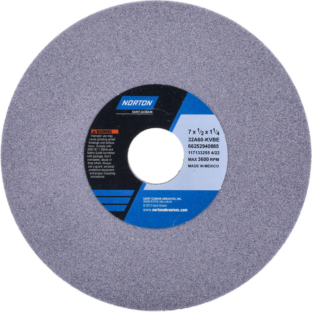 Norton 66253044089 Surface Grinding Wheel 8" Dia, 1/2" Thick, 1-1/4" Hole, 46 Grit, I Hardness
