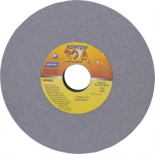Norton 66252941948 Surface Grinding Wheel 7" Dia, 3/4" Thick, 1-1/4" Hole, 80 Grit, K Hardness