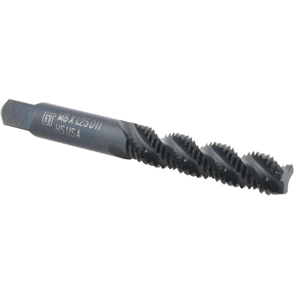 Greenfield Threading 313595 Spiral Flute Tap M8x1.25 Metric, 3 Flutes, Modified Bottoming, High Speed Steel, Bright/Uncoated