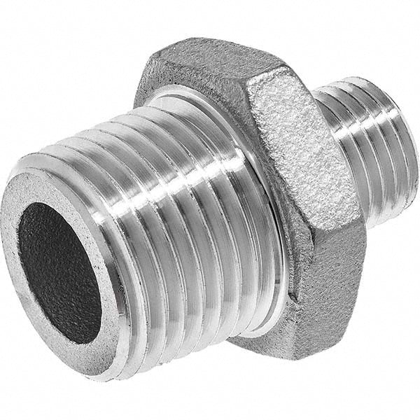 USA Industrials ZUSA-PF-275 Pipe Reducing Hex Nipple 1/2 x 1/4", 304 Stainless Steel