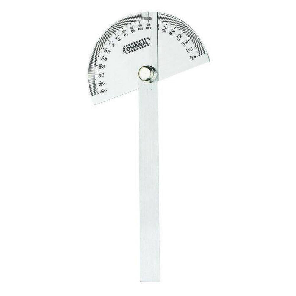 General 18 6 Inch Long Blade, 180° Max Measurement, 1° Dial Graduation, Round Head Protractor