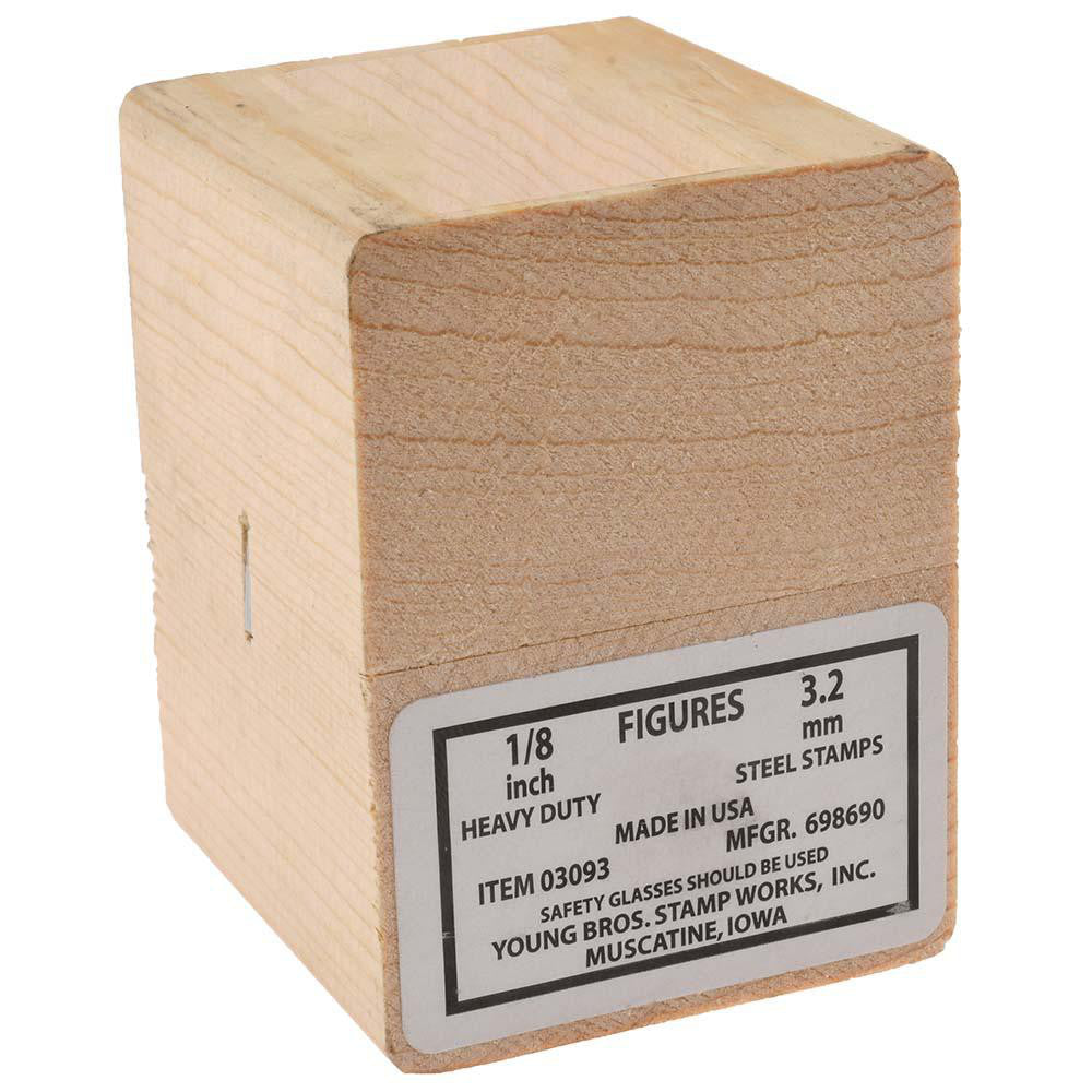 Young Bros. Stamp Works Inc. 03093 Heavy-Duty Stamp Set 1/8" Character, 9 pc