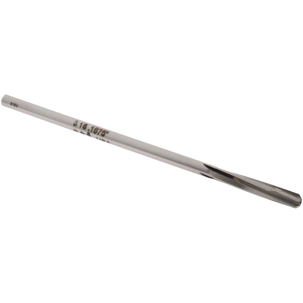 Select 241006 Chucking Reamer 3/16" Dia, 4-1/2" OAL, 1-1/8" Flute Length, Straight-Cylindrical Shank, Carbide-Tipped