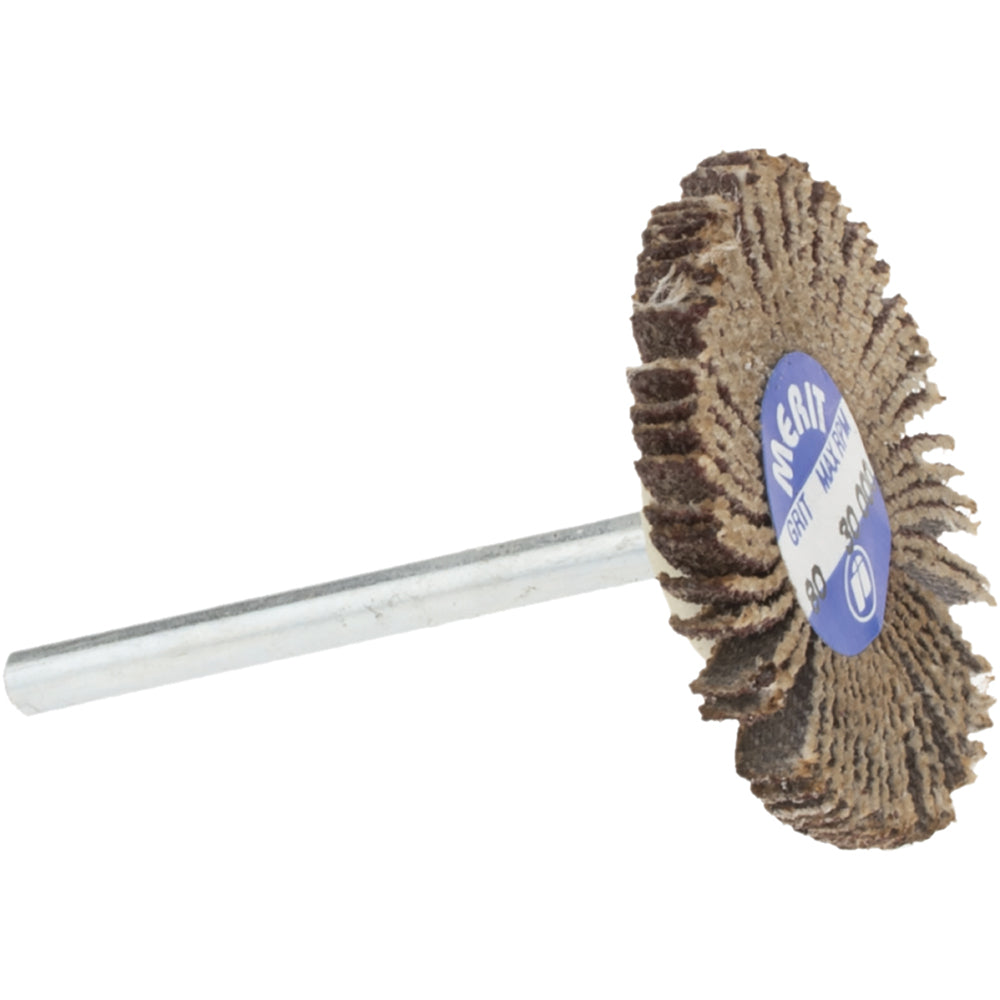 Merit Abrasives 08834137491 Mounted Flap Wheel 1-3/16" Dia, 1/8" Face Width, 80 Grit, Aluminum Oxide