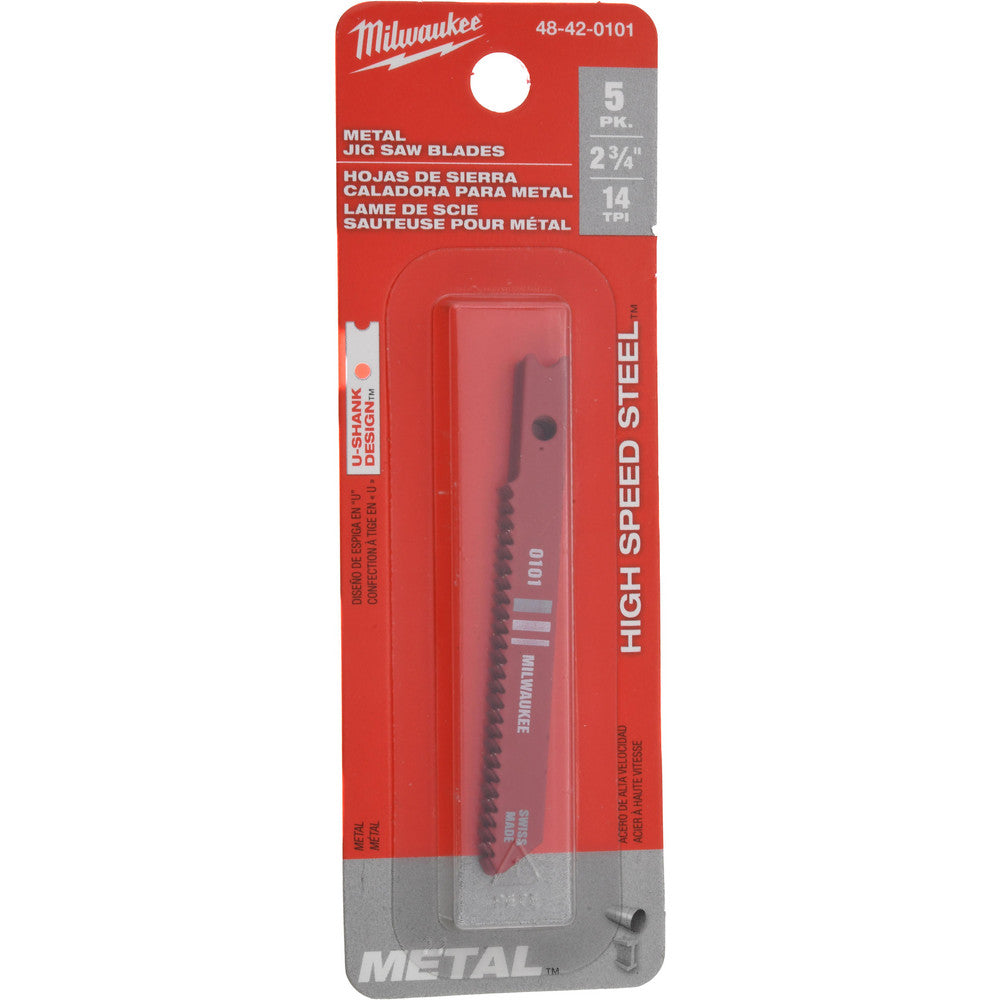 Milwaukee Tool 48-42-0101 Jigsaw Blade High Speed Steel, 14 TPI, 0.059" Blade Thickness, 0.2813" Blade Width