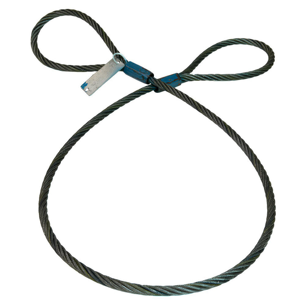 Stren-Flex WRSEE0403 Eye & Eye Wire Rope Sling 1/4" Dia, 3' Long, 1300 lb Vertical, 960 lb Choker, 2600 lb Basket, Steel