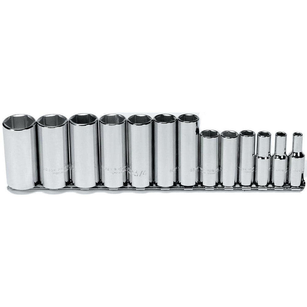 Proto J52114 Deep Socket Set 13 Pc, 3/8" Drive, 1/4 to 1" Socket