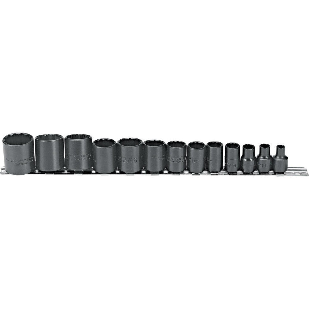 Proto J52304 Standard Socket Set 13 Pc, 3/8" Drive, 1/4 to 1" Socket