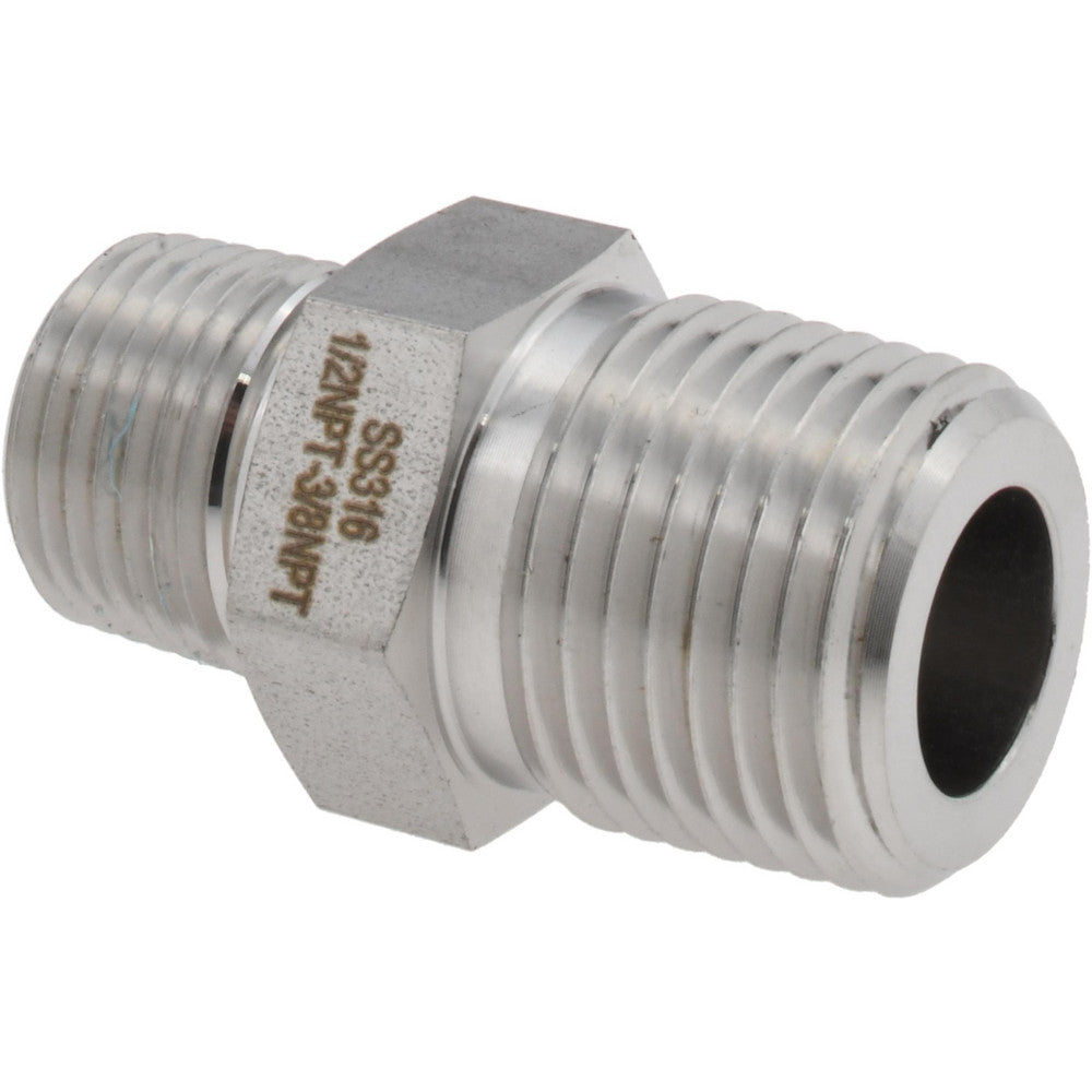 Value Collection SS-THN-MN8-MN6 1/2 x 3/8" 316 Stainless Steel Pipe Hex Nipple