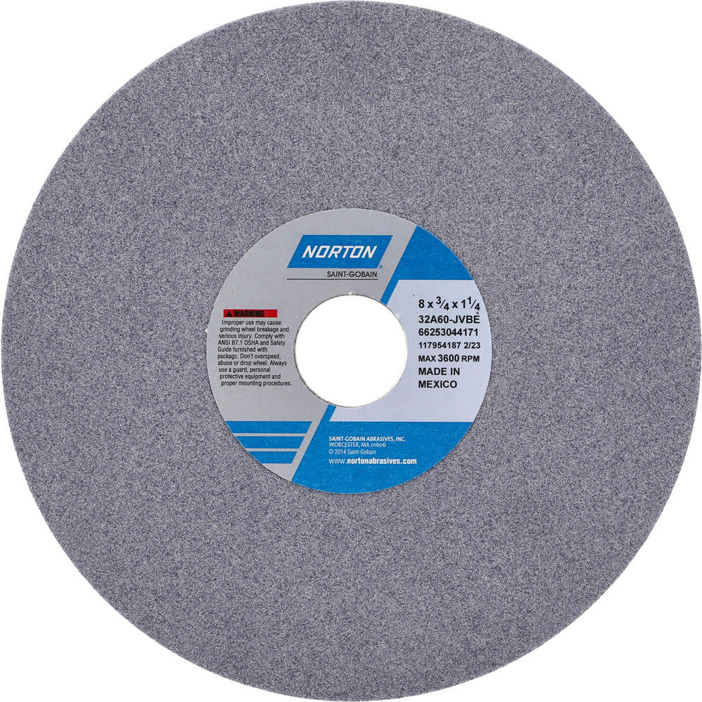 Norton 66253044171 Surface Grinding Wheel 8" Dia, 3/4" Thick, 1-1/4" Hole, 60 Grit, J Hardness