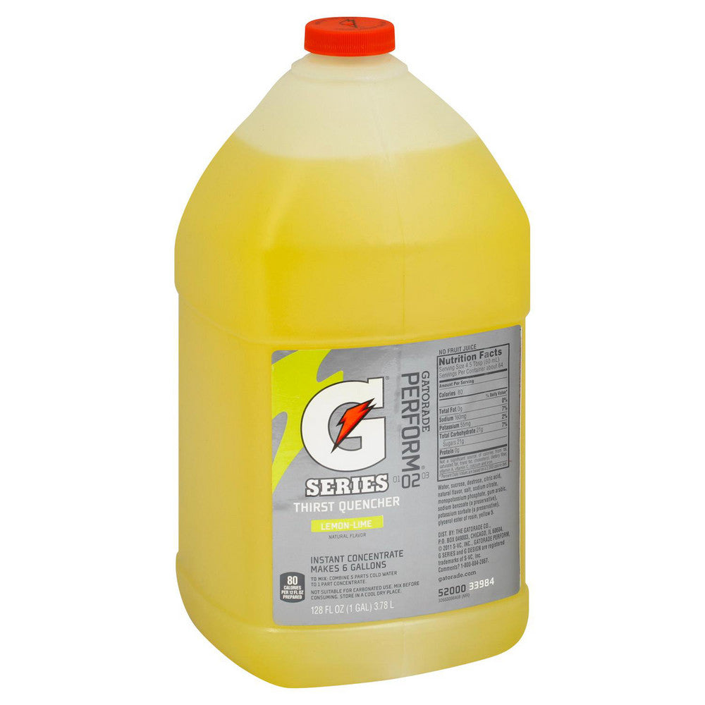 Gatorade 03984 Activity Drink 1 gal, Bottle, Lemon-Lime, Liquid Concentrate, Yields 6 gal