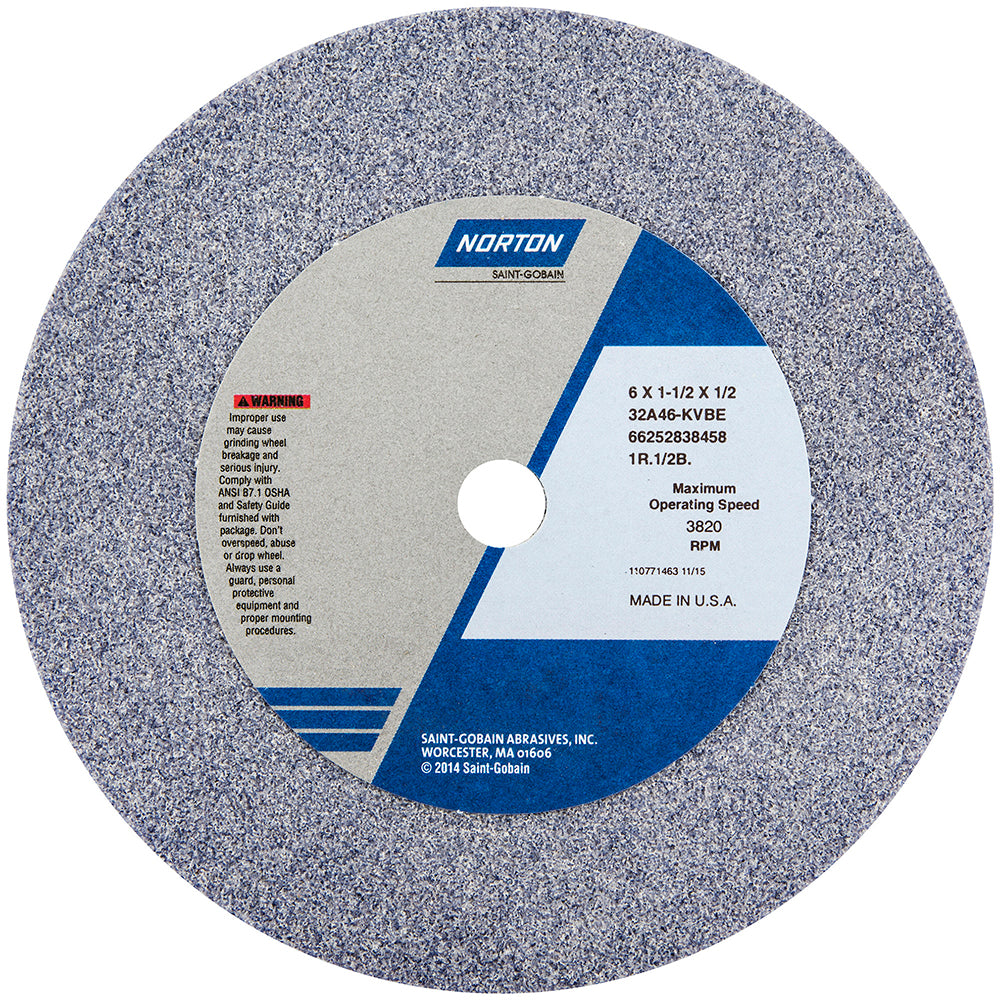 Norton 66252838458 Tool & Cutting Grinding Wheel 6" Dia, 46 Grit, K Hardness, Type 6