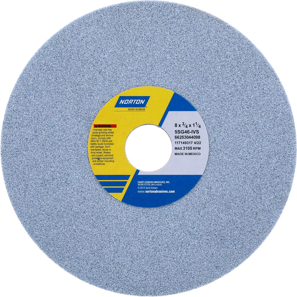 Norton 66253044098 Surface Grinding Wheel 8" Dia, 3/4" Thick, 1-1/4" Hole, 46 Grit, I Hardness