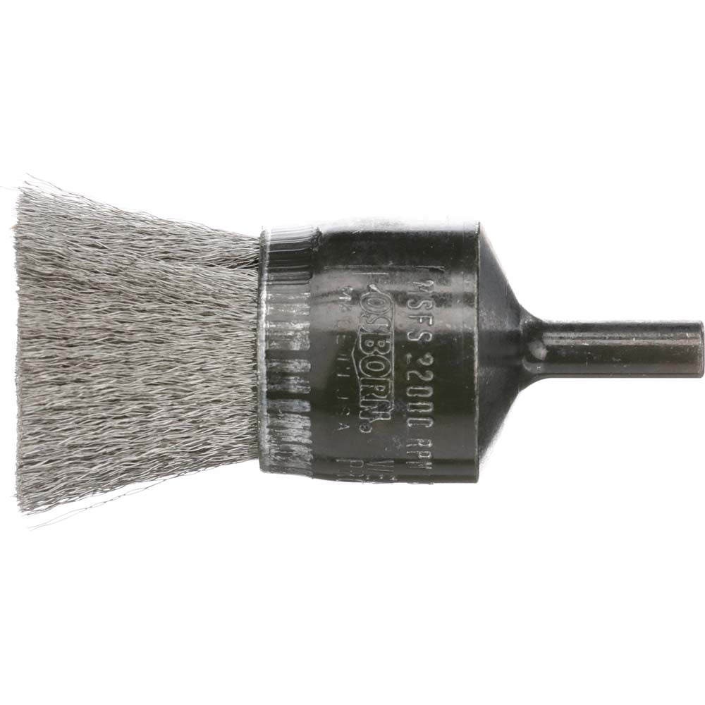 Osborn 0003007900 End Brushes 0.01" Wire Dia, Stainless Steel, Crimped Wire