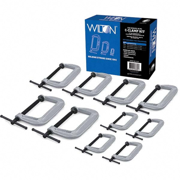 Wilton 11117 C-Clamp & Cantilever Clamp Sets Load Capacity 800-1400 lb Maximum Opening Capacity 6in Includes (2) 41408 (4) 41406 (4) 41421 Minimum Opening Capacity 0in Duty Rating Light-Duty Body Material Cast Iron