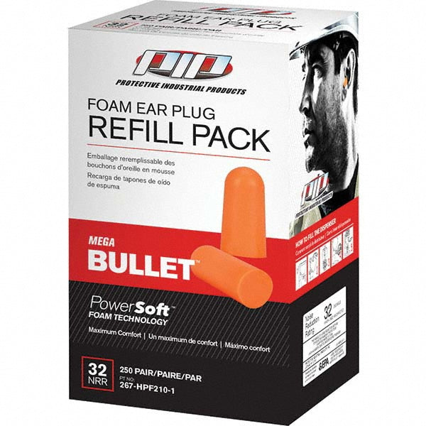 PIP 267-HPF210-1 Earplugs 32 dB, Polyurethane, Tapered, Roll Down, Uncorded, n-Metal Detectable