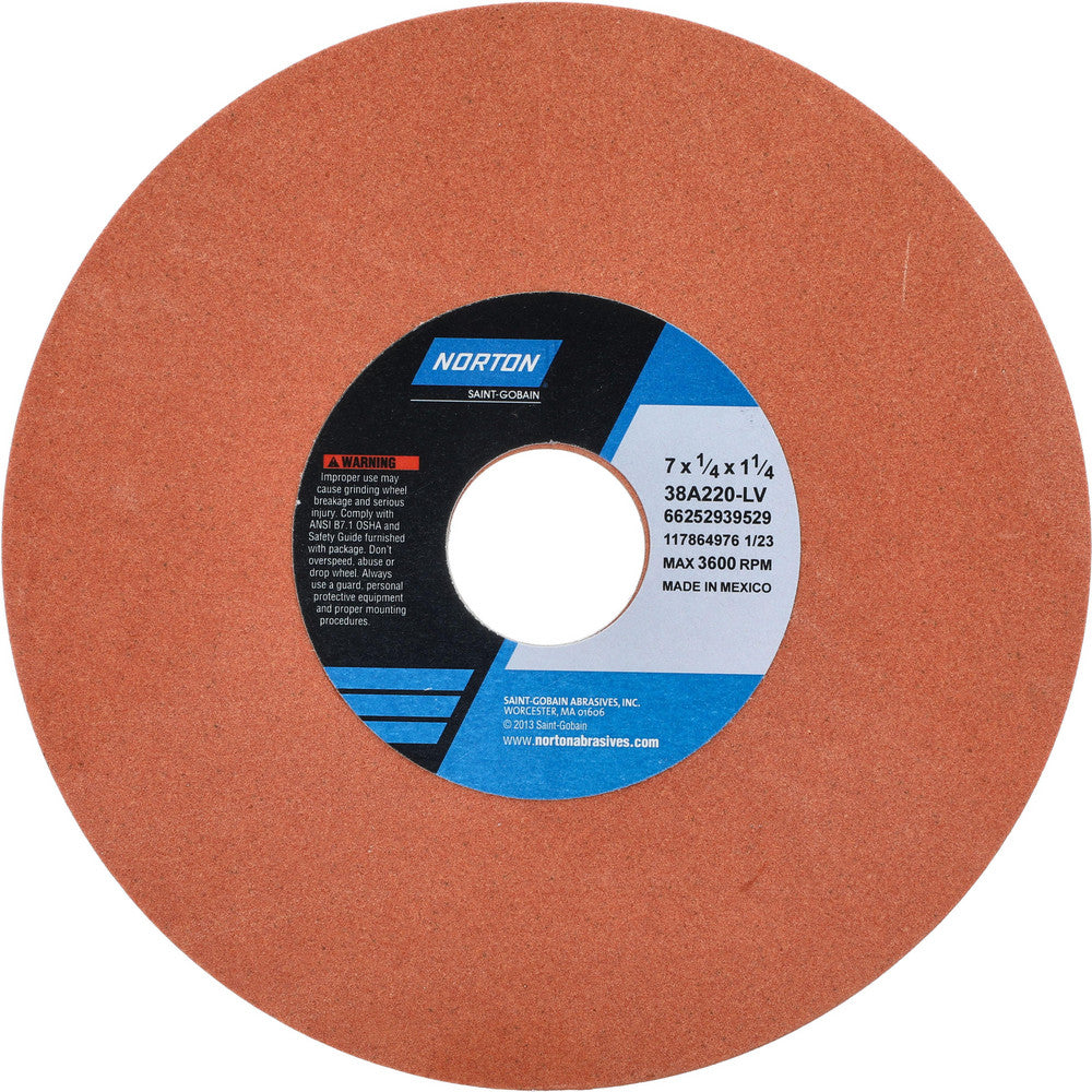 Norton 66252939529 Surface Grinding Wheel 7" Dia, 1/4" Thick, 1-1/4" Hole, 220 Grit, L Hardness