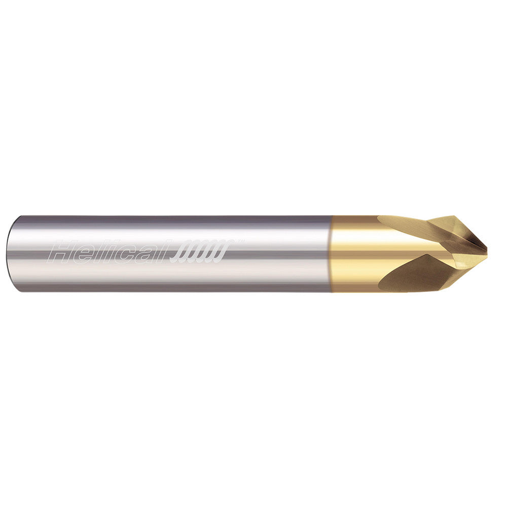 Helical Solutions 59821 Chamfer Mill 3/8" Dia, 3/8" Shank Dia, 90 deg, 3 Flute, Solid Carbide, Single End