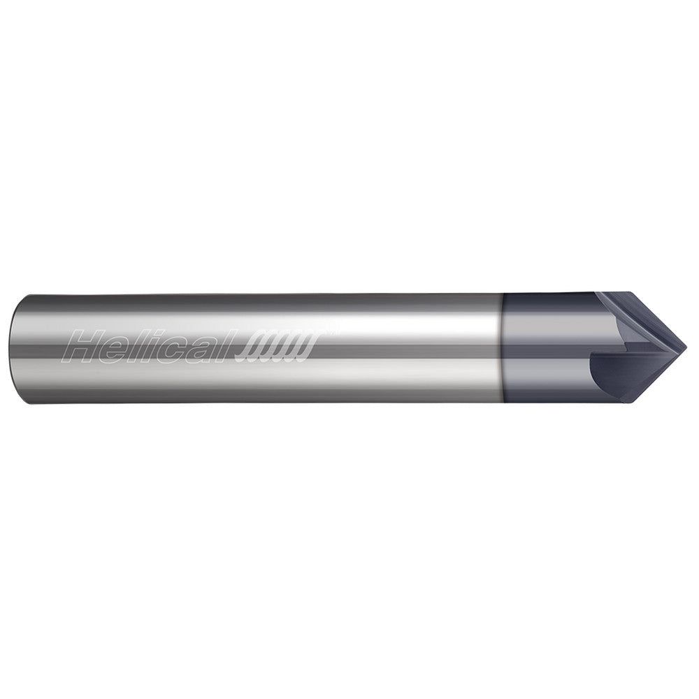 Helical Solutions 06168 Chamfer Mill 1/2" Dia, 1/2" Shank Dia, 90 deg, 4 Flute, Solid Carbide, Single End