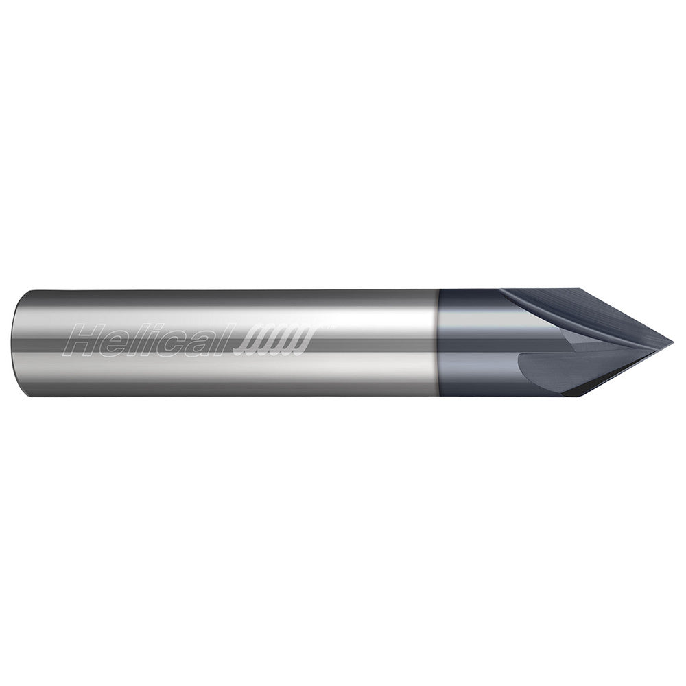 Helical Solutions 06378 Chamfer Mill 1/2" Dia, 1/2" Shank Dia, 60 deg, 4 Flute, Solid Carbide, Single End
