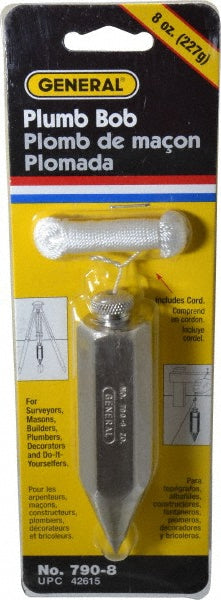 General 790-8 4 Inch Long, 7/8 Inch Diameter Steel Plumb Bob