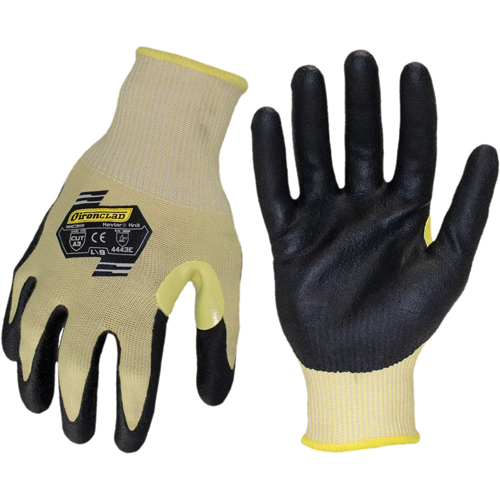 ironCLAD KKC3KV-04-L Cut-Resistant Gloves Size Large, ANSI Cut A3, ANSI Puncture 4, Foam Nitrile, Series KKC3KV
