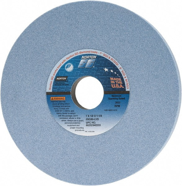 Norton 66252940203 Surface Grinding Wheel 7" Dia, 1/2" Thick, 1-1/4" Hole, 80 Grit, L Hardness