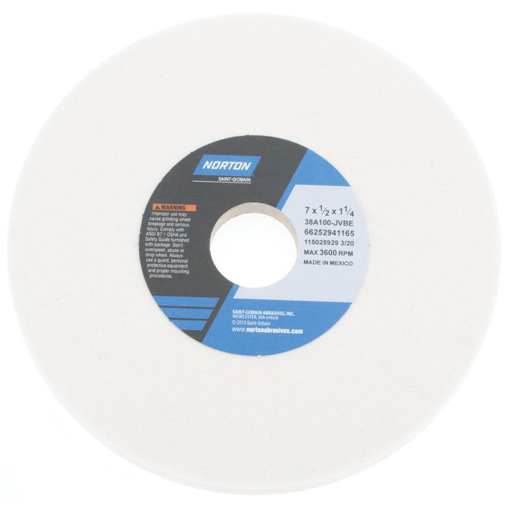 Norton 66252941165 Surface Grinding Wheel 7" Dia, 1/2" Thick, 1-1/4" Hole, 100 Grit, J Hardness