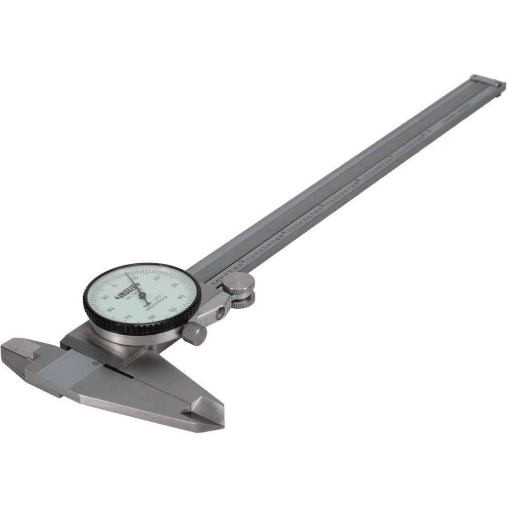 Insize USA LLC 1311-8 Dial Caliper 8", 0.001000" Graduation, 0.1" per Revolution, +/-0.0020" Accuracy, Calibrated, Stainless Steel Jaws