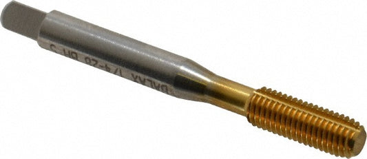 Balax 12865-01T Thread Forming Tap 1/4-28 UNF, 2B & 3B Class of Fit, Bottoming Chamfer, High-Speed Steel, Titanium Nitride Finish