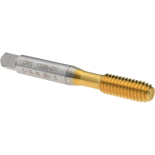 Balax 13085-01T Thread Forming Tap 5/16-18 UNC, 3B Class of Fit, Bottoming Chamfer, High-Speed Steel, Titanium Nitride Finish