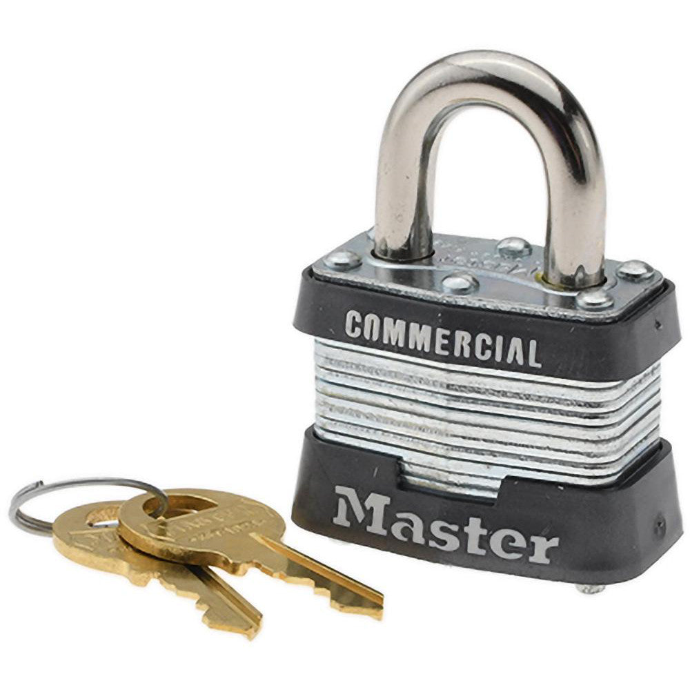 Master Lock 3 Padlock Laminated Steel, Keyed Different, 1-9/16" Wide