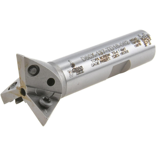 Dorian Tool 73310165247 60&deg Included Angle, 1-3/8" Max Cutting Diam, 5/8" Shank Diam, TDEX 160308-EN Insert Style, Indexable Dovetail Cutter