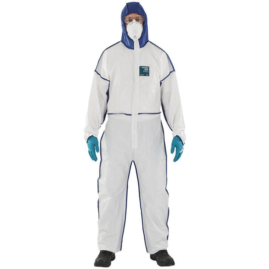Ansell WN18-B-92-195-06 Disposable Coveralls & Overalls Garment Style Coveralls  Size 2X-Large  Material Microporous Polyethylene Laminate Non-Woven Polypropylene Non-Woven  Closure Type 2-Way Zipper with Storm Flap  Number Of Pockets 0.000