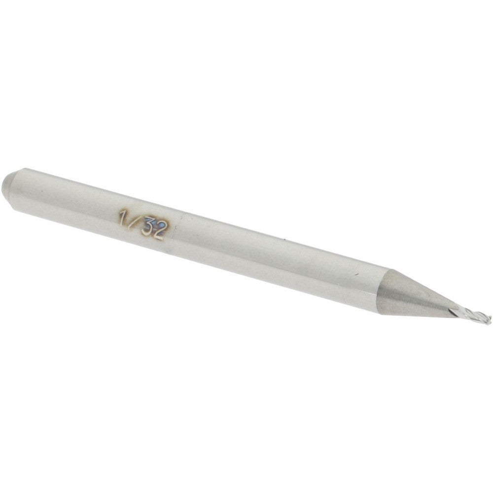 Accupro 00037663 Square End Mill 1/32'' Dia, 1/16'' LOC, 1/8'' Shank Dia, 1-1/2'' OAL, 4 Flutes, Solid Carbide