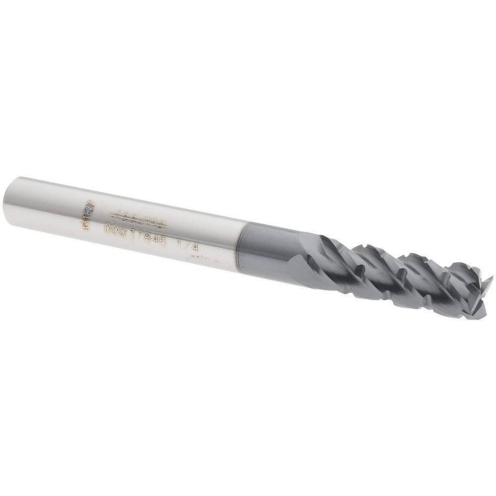 Accupro 00037846 Roughing & Finishing End Mill 1/4" Dia, 4 Flutes, Square End, Chipbreaker, Solid Carbide