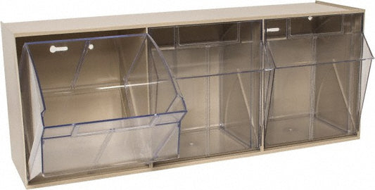 Quantum Storage QTB303IV 3 Compartment Ivory Small Parts Tip Out Stacking Bin Organizer