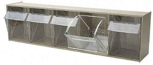 Quantum Storage QTB305IV 5 Compartment Ivory Small Parts Tip Out Stacking Bin Organizer