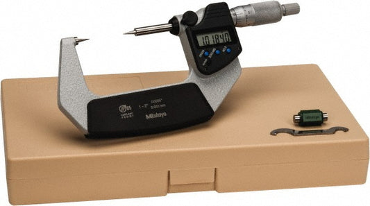 Mitutoyo 342-352-32 1 to 2", 25mm Throat Depth, Ratchet Stop, Electronic Point Micrometer