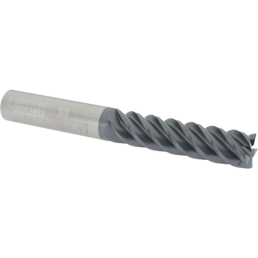 Accupro 00052852 Square End Mill 5/8'' Dia, 2-1/2'' LOC, 5/8'' Shank Dia, 5'' OAL, 5 Flutes, Solid Carbide