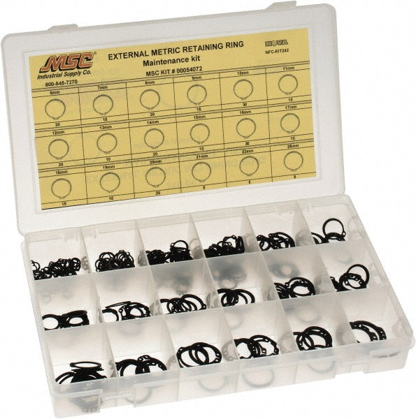 NOVA FASTENERS CO.INC. NFC-KIT242 310 Piece, M6 to M25, Steel, Snap External Retaining Ring Assortment