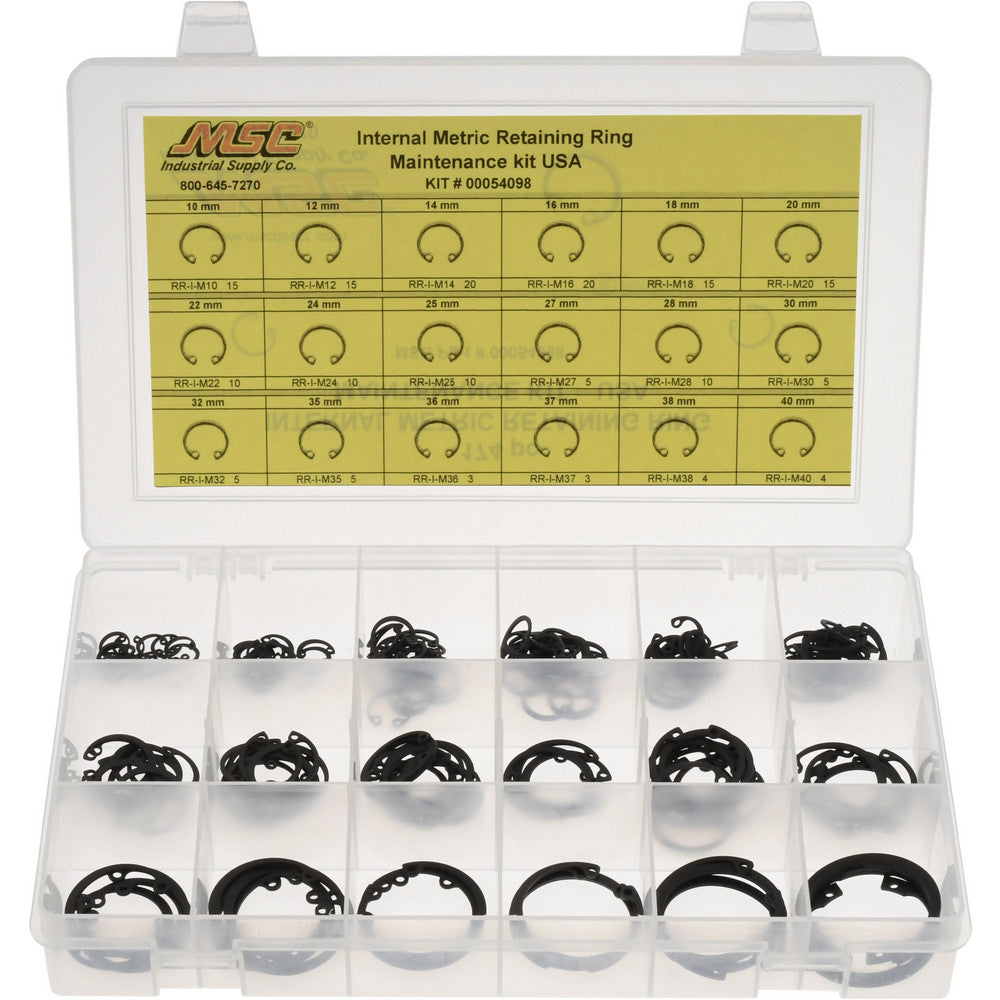 NOVA FASTENERS CO.INC. NFC-KIT243 174 Piece, M10 to M40, Steel, Snap Internal Retaining Ring Assortment