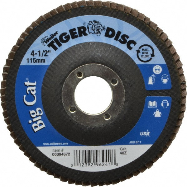 Weiler 96241 Flap Disc  4-1/2" Dia, 7/8" Hole, 40 Grit, Zirconia Alumina, Type 27