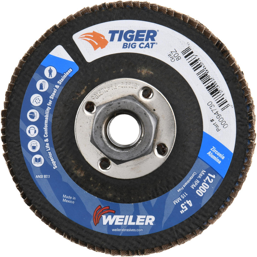 Weiler 96247 Flap Disc  4-1/2" Dia, 80 Grit, Zirconia Alumina, Type 27
