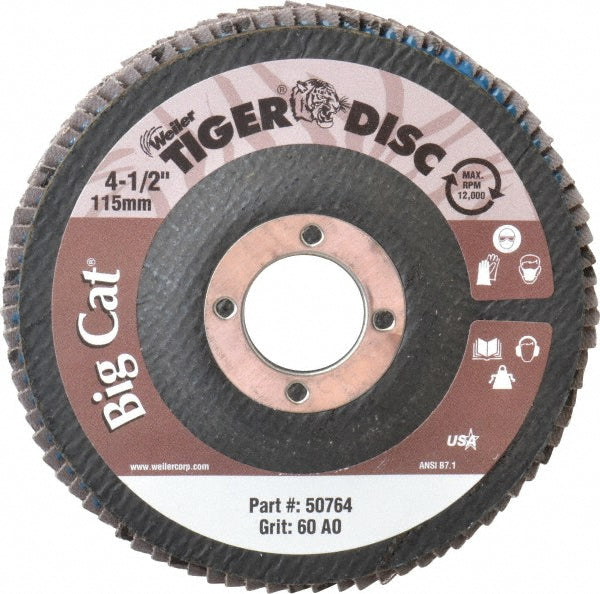 Weiler 96257 Flap Disc  4-1/2" Dia, 7/8" Hole, 60 Grit, Zirconia Alumina, Type 27