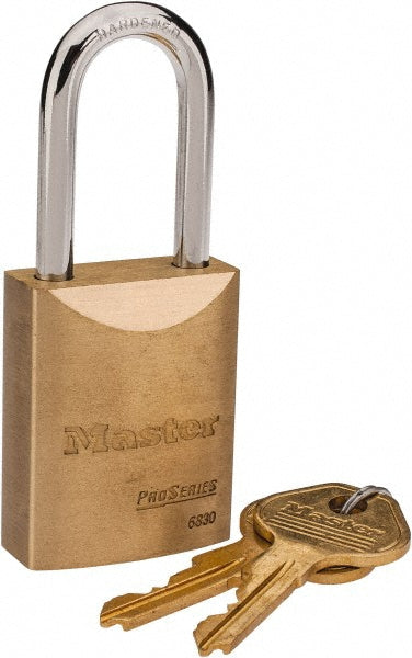 Master Lock 6830LF Padlock Brass, 2-11/32" High, 1-9/16" Wide